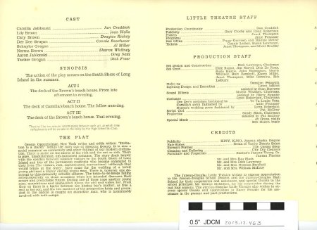 Program for Juneau-Douglas Little Theatre  