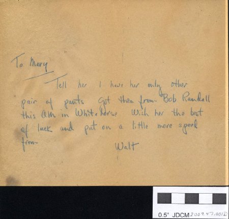 1935-36 Radiogram to  Mary Joyce from Walt Hall