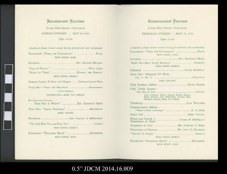 1958 Juneau High School Commencement Program