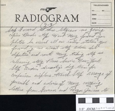 1935 Radiogram to  Mary Joyce from Bob Ellis pg2