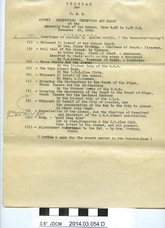 1932 Correspondence Regarding D. H. S. Homecoming Reunion