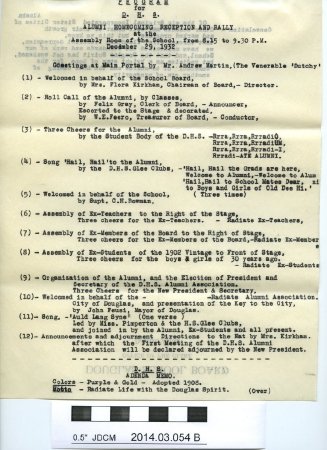 1932 Correspondence Regarding D. H. S. Homecoming Reunion