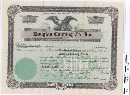 Douglas Canning Stock Certific