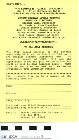 Juneau-Douglas Little Theatre program for  