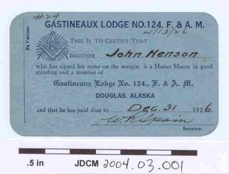 Blue Mason's Membership Card