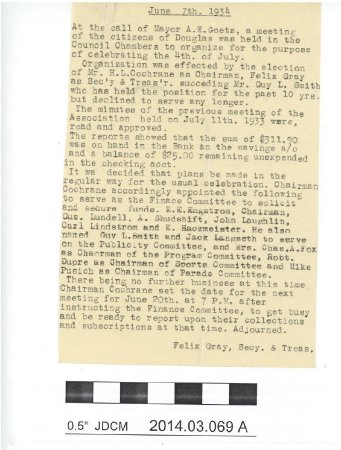 1934 Correspondence from Felix Gray