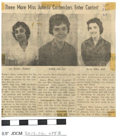 Three More Miss Juneau Contenders Enter Contest 1961