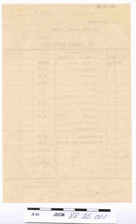 1946 St. Ann's Hospital Receip