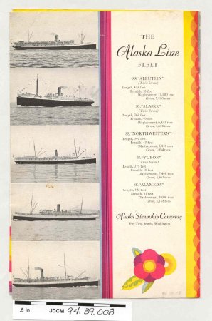 Dinner Menu, SS Alameda, Alask