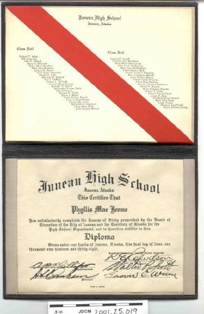 Juneau High School 1938 Diplom