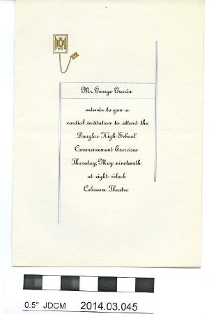 1932 Douglas High School Invitation for George Guerin