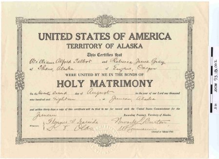 Certificate, Marriage                   