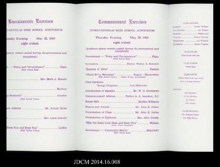 1969 JDHS Commencement Program