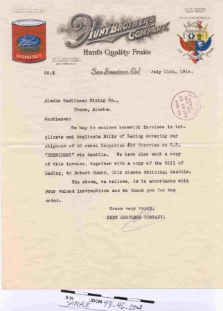 AG Mining Office Correspondence RE:food 1916