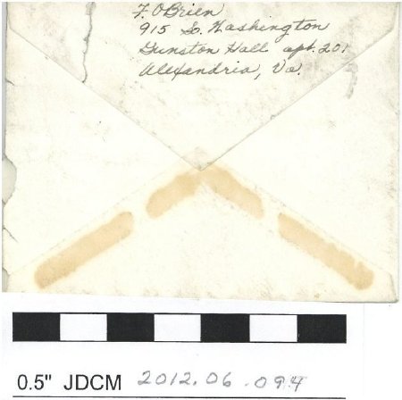 envelope addressed to Mr. Zach Gordon from F. OBrien