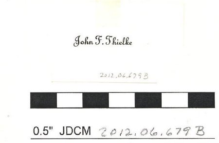 Card for the graduate John F. Thielke.