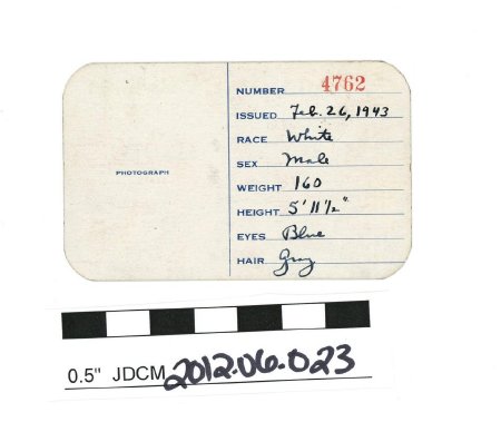 USO Employees Identification card issued to Cadmus Z. Gordon