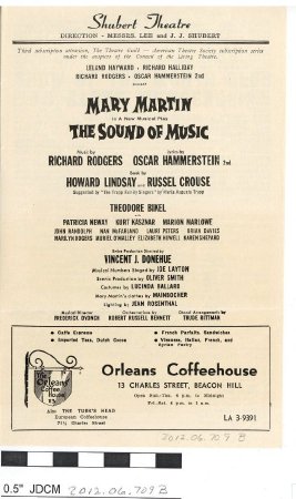 Program from the Sound of Music 1959 with Renee Guerin in cast