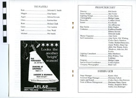 Juneau-Douglas Little Theatre program for  