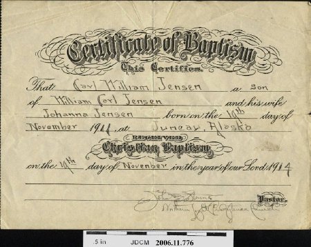 Certificate, Baptismal                  