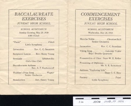 Juneau High School Graduation Programs 1930