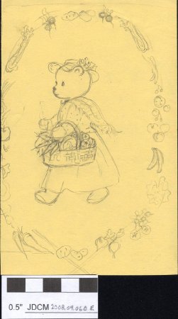 Claudia Kelsey sketch Bear vegetable harvest