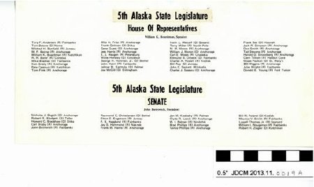 5th Alaska State Legislature House of Representative and Senate lists