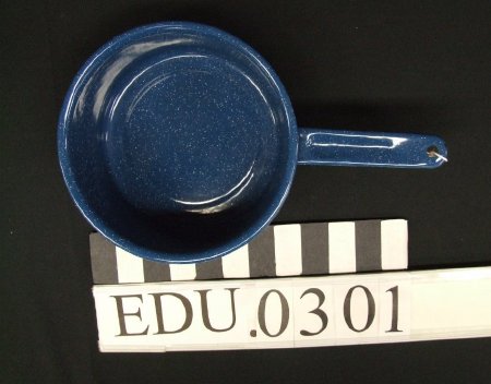 Blue enamelware cooking pot