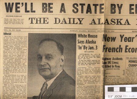 The Daily Alaska Empire dated Monday, December 29, 1958.