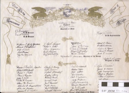 List Elected Goverment State of Alaska 1959 Signatures