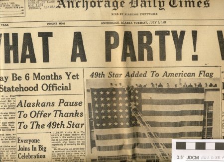 Anchorage Daily Times dated July 1, 1958 Statehood